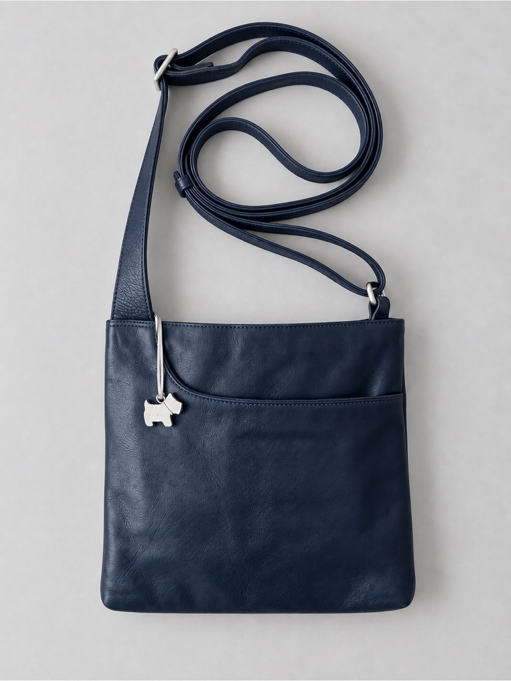 RADLEY LONDON Black Leather Crossbody Bag with Silver Scottie Charm